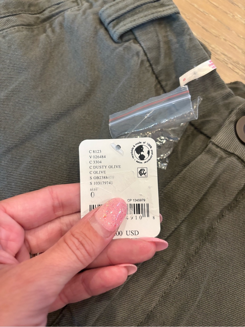 Free People Spotlight Washed Barrel Chino Trousers 0 Dusty Olive NWT Wide Pant - Picture 10 of 14